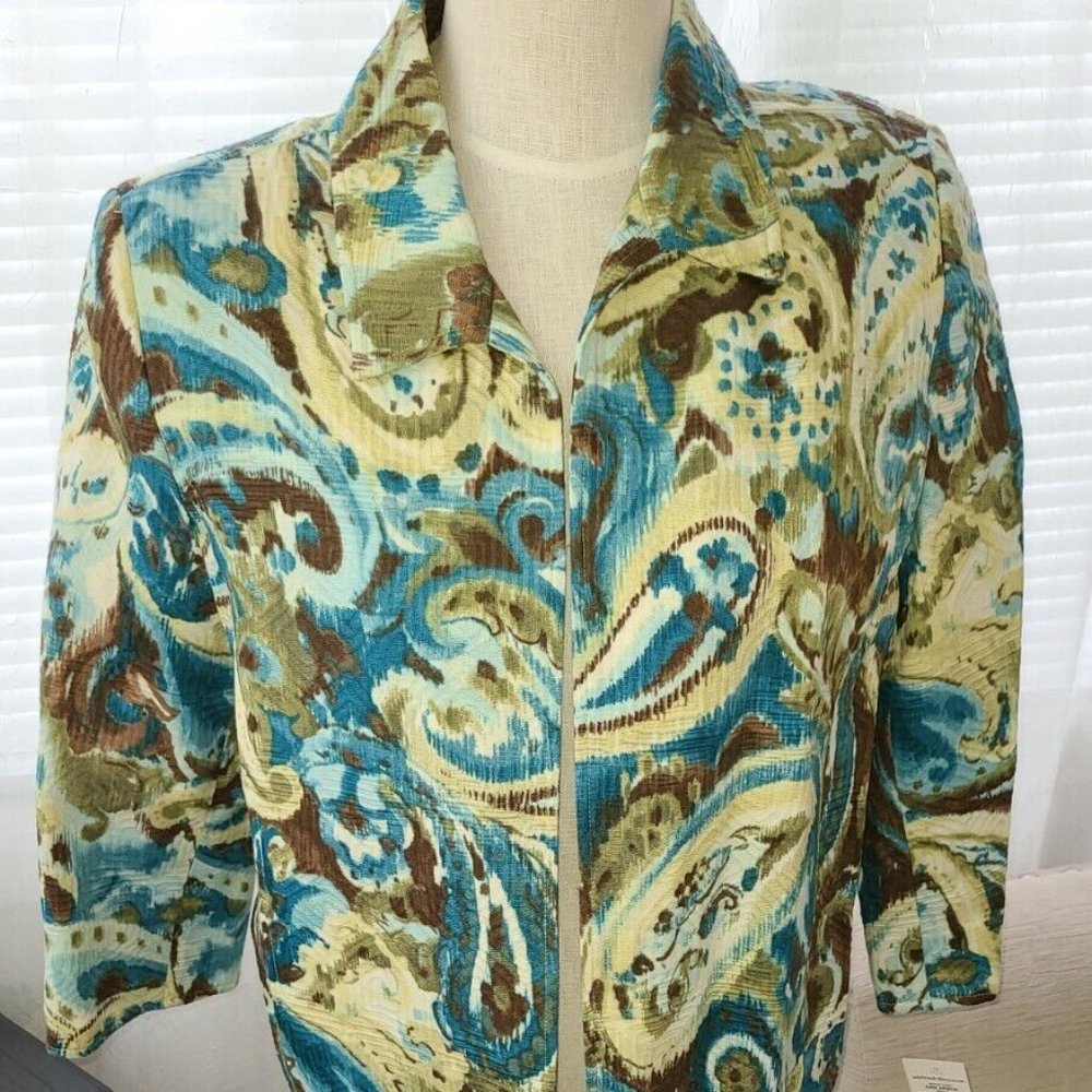 NWT Alfred Dunner 14P blue green Ann Arbor blazer jacket Cb1
